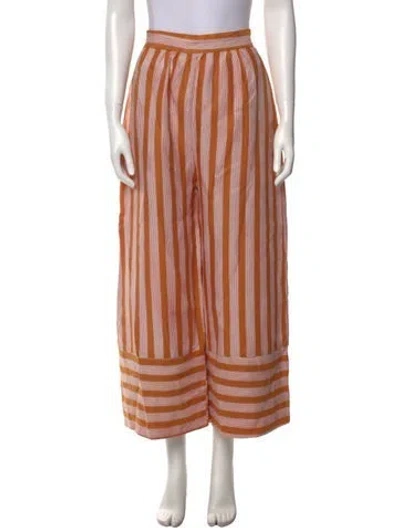 Pre-owned Posse Linen Wide Leg Pants In Orange