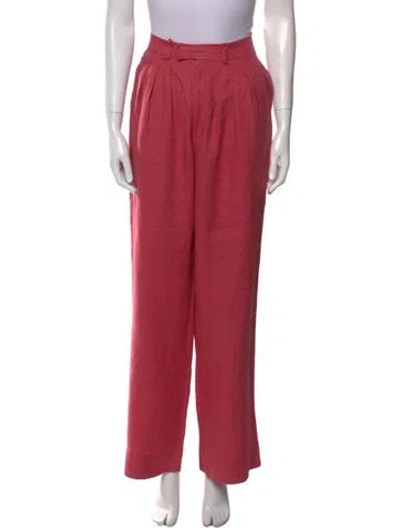 Pre-owned Posse Linen Wide Leg Pants In Pink