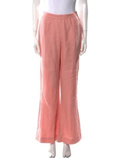 Pre-owned Posse Linen Wide Leg Pants In Pink