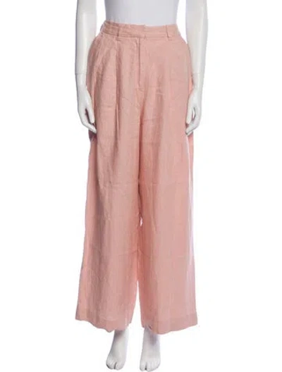 Pre-owned Posse Linen Wide Leg Pants In Pink