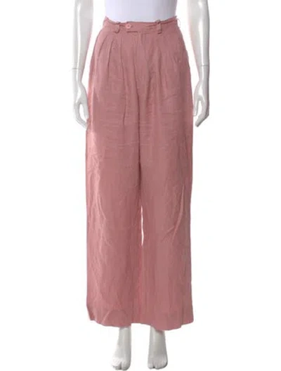 Pre-owned Posse Linen Wide Leg Pants In Pink