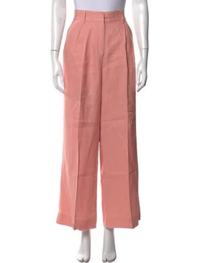 Pre-owned Posse Linen Wide Leg Pants In Pink