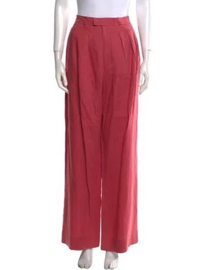 Pre-owned Posse Linen Wide Leg Pants In Red