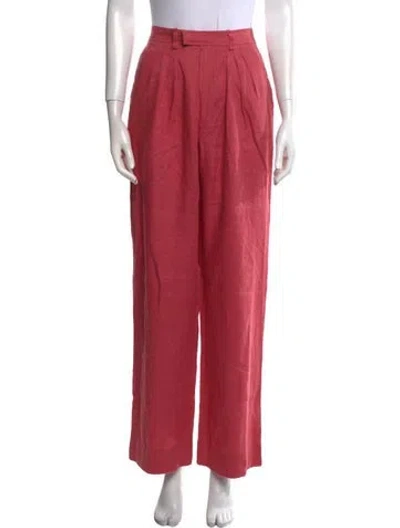 Pre-owned Posse Linen Wide Leg Pants In Red