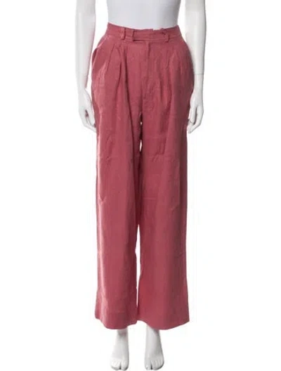 Pre-owned Posse Linen Wide Leg Pants In Red