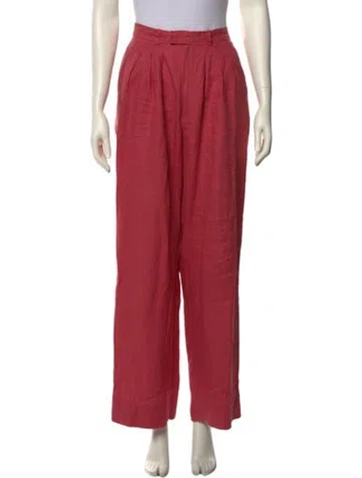 Pre-owned Posse Linen Wide Leg Pants In Red