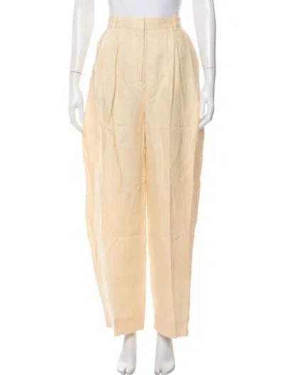 Pre-owned Posse Linen Wide Leg Pants W/ Tags In Yellow