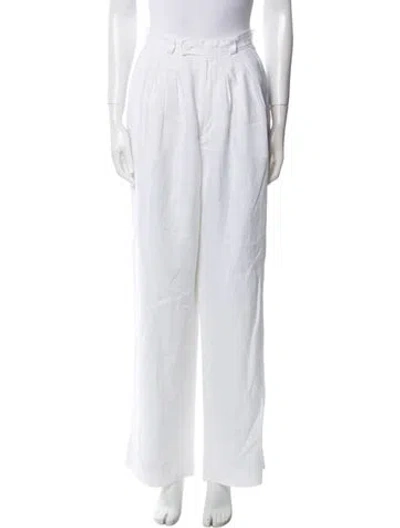 Pre-owned Posse Linen Wide Leg Pants In White