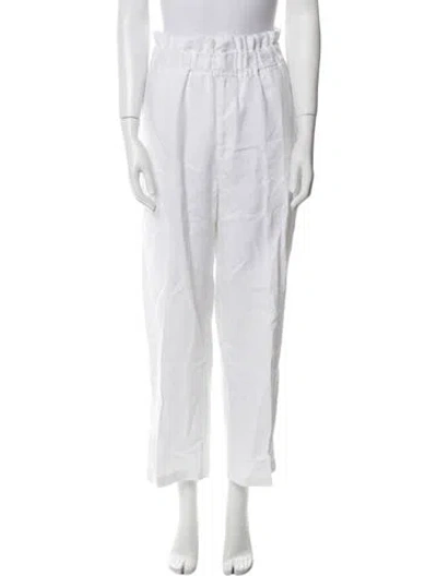 Pre-owned Posse Linen Wide Leg Pants In White