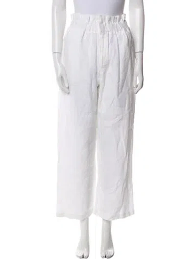 Pre-owned Posse Linen Wide Leg Pants In White