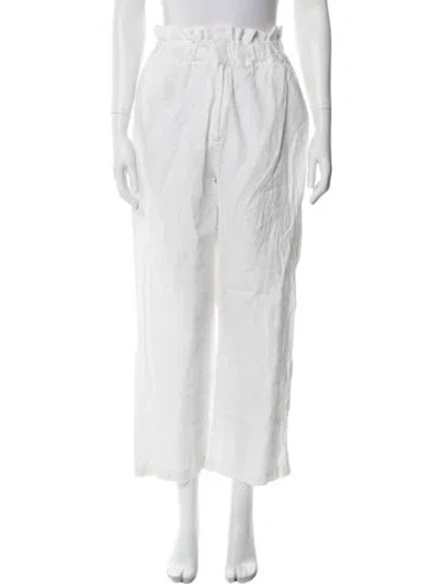 Pre-owned Posse Linen Wide Leg Pants In White