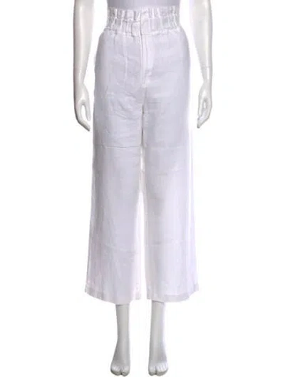 Pre-owned Posse Linen Wide Leg Pants In White