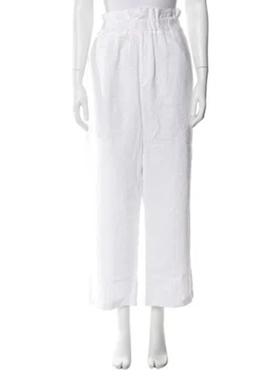 Pre-owned Posse Linen Wide Leg Pants In White