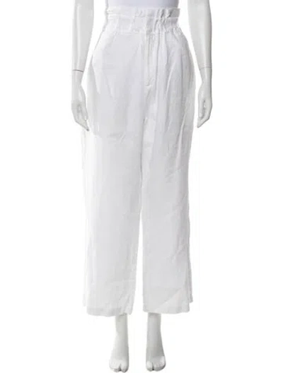 Pre-owned Posse Linen Wide Leg Pants In White