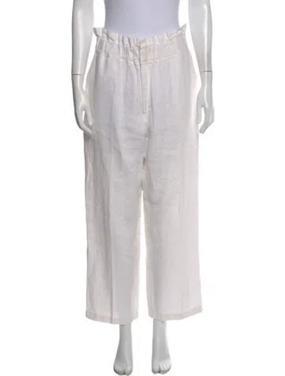 Pre-owned Posse Linen Wide Leg Pants In White