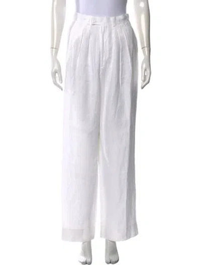 Pre-owned Posse Linen Wide Leg Pants In White
