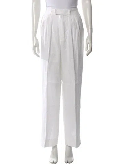 Pre-owned Posse Linen Wide Leg Pants In White