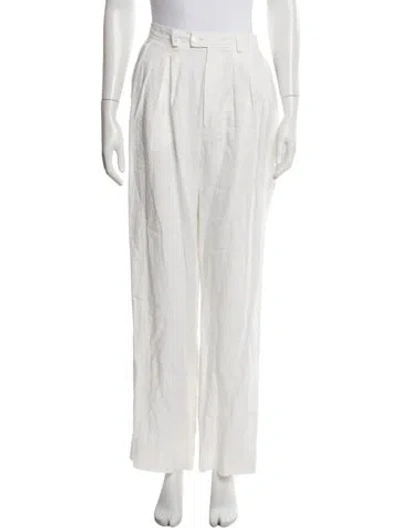 Pre-owned Posse Linen Wide Leg Pants In White