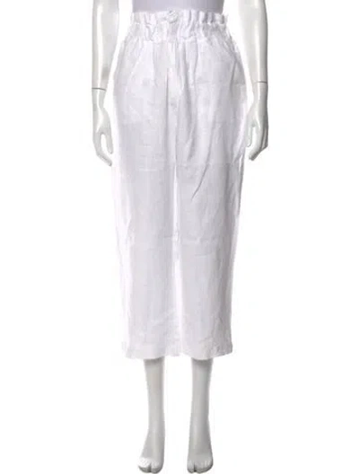 Pre-owned Posse Linen Wide Leg Pants In White