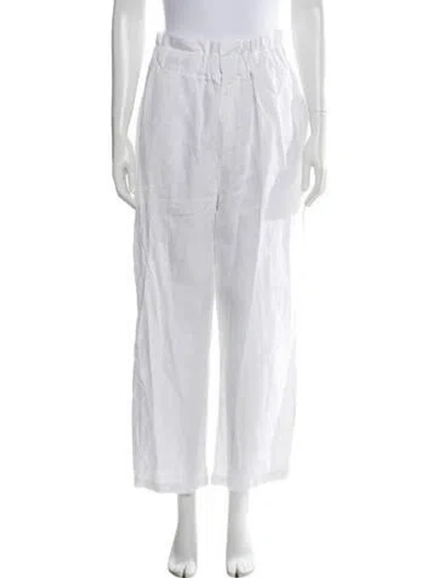 Pre-owned Posse Linen Wide Leg Pants In White