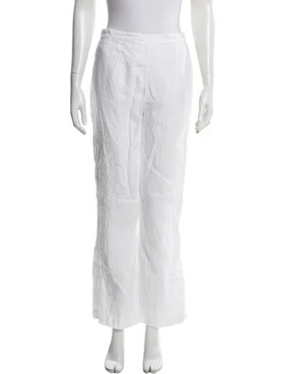 Pre-owned Posse Linen Wide Leg Pants In White