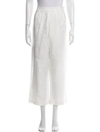 Pre-owned Posse Linen Wide Leg Pants In White