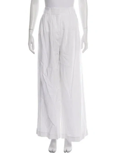 Pre-owned Posse Linen Wide Leg Pants In White