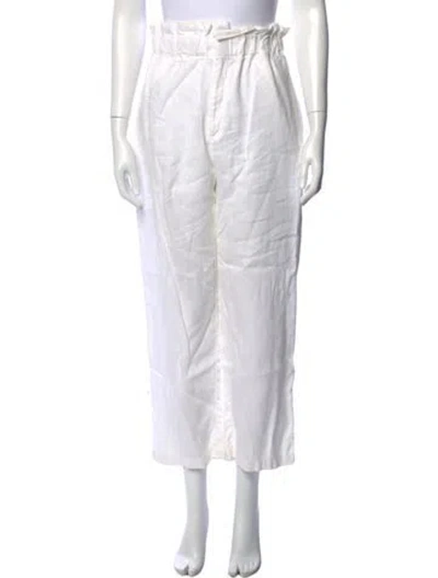 Pre-owned Posse Linen Wide Leg Pants In White