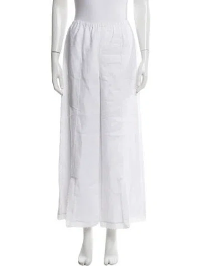 Pre-owned Posse Linen Wide Leg Pants In White