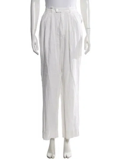 Pre-owned Posse Linen Wide Leg Pants In White