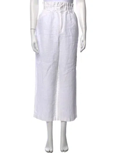 Pre-owned Posse Linen Wide Leg Pants In White