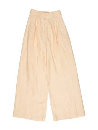 Pre-owned Posse Linen Wide Leg Pants In Yellow