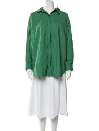 Pre-owned Posse Long Sleeve Button-up Top In Green