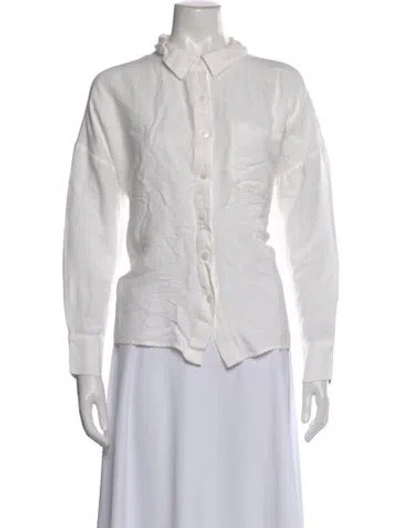 Pre-owned Posse Long Sleeve Button-up Top In White