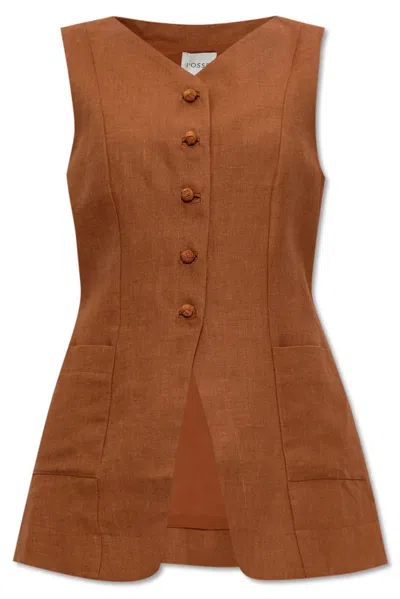 Posse Lorenzo Buttoned Vest In Orange