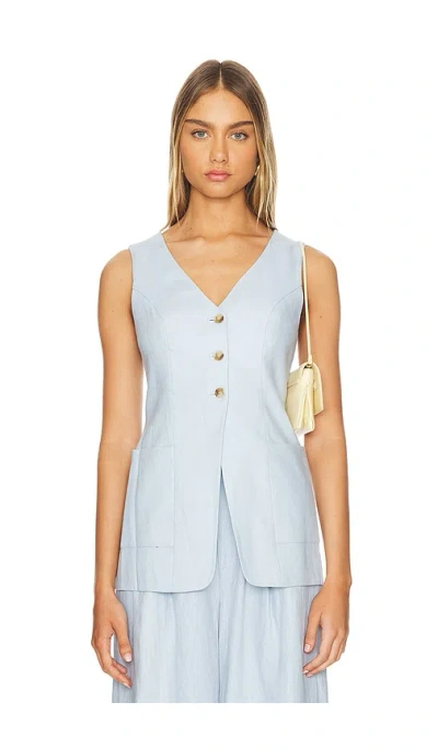 Posse Lorenzo Tailored Vest In Silver Blue