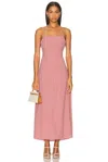 Posse Lori Open-back Gingham Linen-seersucker Maxi Dress In Red