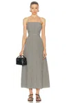 Posse Lori Open-back Gingham Cotton Maxi Dress In Gingham Black & Cream