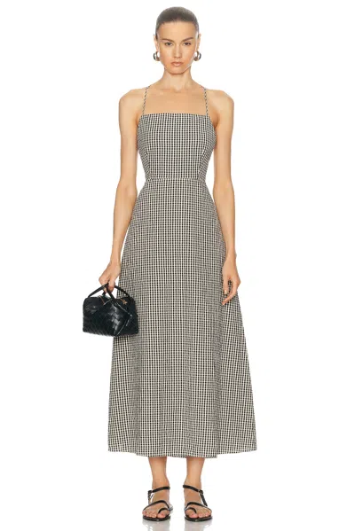 Posse Lori Open-back Gingham Cotton Maxi Dress In Black
