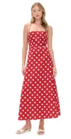 Posse Lori Polka-dot Linen Maxi Dress In Polka Dot