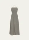 Posse Lori Open-back Gingham Cotton Maxi Dress In Gingham Black Cr