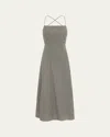 Posse Lori Open-back Gingham Cotton Maxi Dress In Gingham Black  Cream