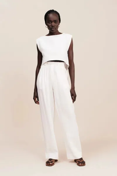 Posse Louis Pleated Poplin Wide-leg Trousers In Ivory