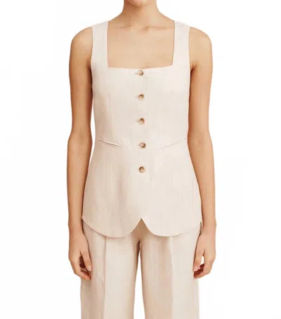 Posse Lucille Gilet Vest In Beige Pinstripe In White