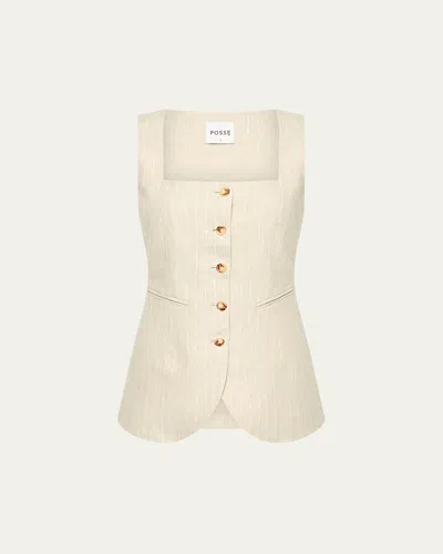 Posse Lucille Pinstripe Linen Gilet