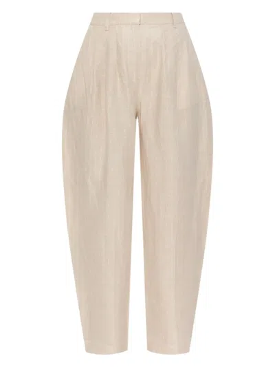 Posse Lucille Trousers Pants In Beige Pinstripe In Neutral