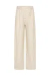 Posse Lucille Pinstripe Linen Trousers In Nude