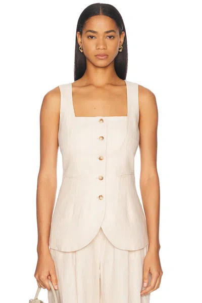 Posse Lucille Gilet In Beige Pinstripe