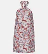 Posse Luna Floral Halterneck Linen Minidress In Multi