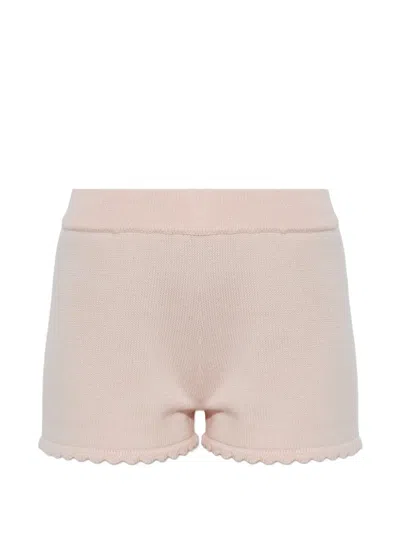 Posse Maisie Scalloped Wool Shorts In Pink
